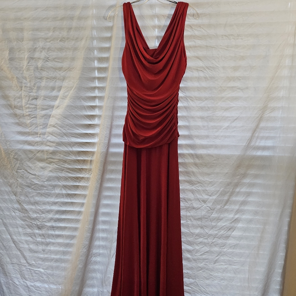 Night Way Collections- Formal Red Evening Gown with Empire Waist- Size 10